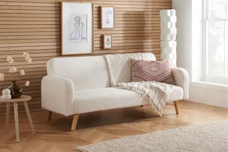 Birlea White Boucle Sofa Bed Micah 3 Seater Settee Fabric Click Clack