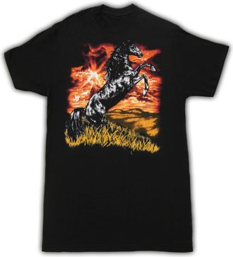Sub_Urban Riot Horse Charlie Day Black Adult T-shirt Tee (Adult Large)