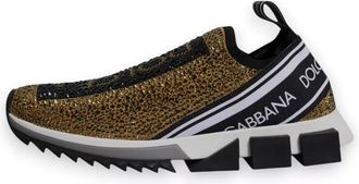 Dolce & Gabbana Gold Rhinestones Sorrento Sneakers Mens Shoes