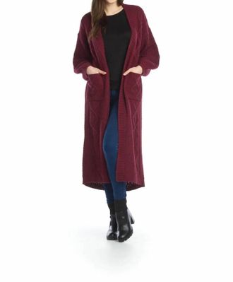 Papillon Chunky Oversized Cardigan With Pockets In Burgundy