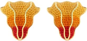 Maria Frering Resolu&ccedil;&atilde;o Embroidered Gold-plated Earrings - Orange - One Size