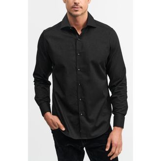 Robert Graham Waycross Jacquard Button-Up Shirt in Black at Nordstrom, Size Xxx-Large