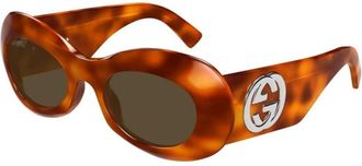 Gucci Ovale Zonnebril - unisex - Accessoires - Bruin - Maat: 51 MM