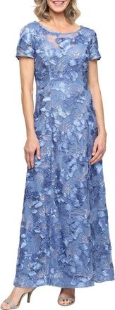 Alex Evenings Embellished Soutache A-Line Evening Gown in Brush Peri at Nordstrom, Size 14