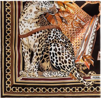 Ferragamo Accessoires, Dames, Bruin, ONE Size, Leer, Felindra Zijden Sjaal