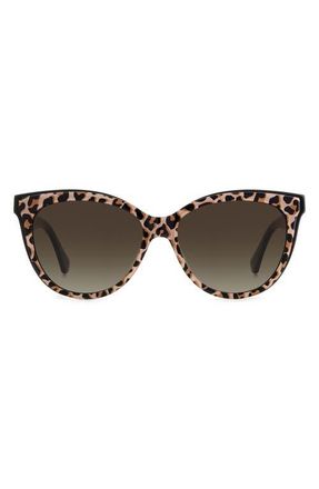 Kate Spade New York daeshas 56mm polarized cat eye sunglasses in Black Leopard /Brown Gradient at Nordstrom