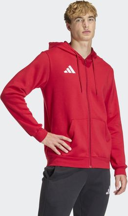 adidas Entrada26 - Felpa con cappuccio e zip rosso team power 2 /bianco