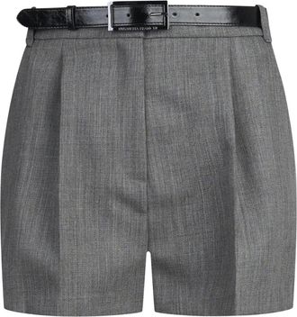 Elisabetta Franchi Korte Broeken, Dames, Grijs, S, Wol, Wolshort met riem