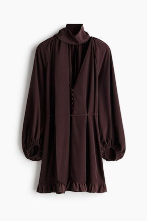 H&M Scarf-detail Dress in Dark Brown at Nordstrom, Size X-Small