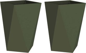 vidaXL Planter 2 pcs Olive Green 50 x 50 x 75 cm Steel vidaXL