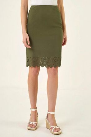 Roman Lasercut Hem Pencil Skirt