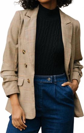 Skies Are Blue Clothing Oversized Plaid Jacket In Brown