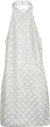 Rotate Jurk met halternek en kralen - Dames - Feestkleedjes - Wit - 2XS - Polyester - Kleedjes