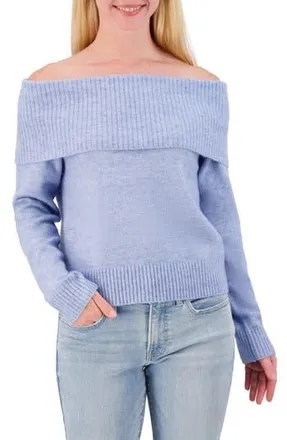 Lucky Brand Off the Shoulder Sweater in Heather Light Blue at Nordstrom Rack, Size X-Large