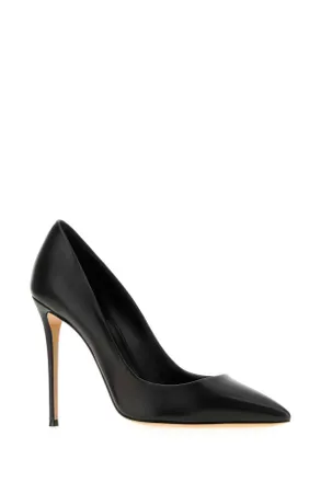 Casadei Womens Black Leather Julia Pumps Nero Scarpe Con Tacco High Heel Shoes