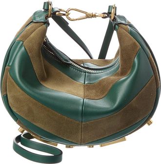Fendi Fendi Fendigraphy Mini Leather & Suede Hobo Bag