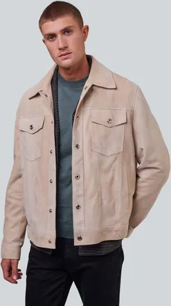 FURNIQ Enzo Suede Shirt Jacket in Beige at Nordstrom, Size Xx-Large