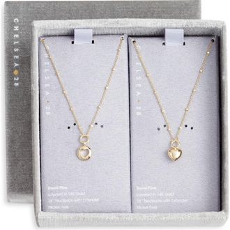 Chelsea28 Set of Two Demi Fine Mommy & Me Puffed Heart Pendant Necklaces in Gold at Nordstrom