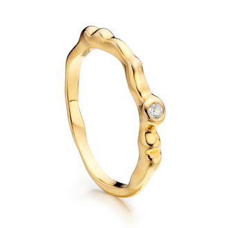 Monica Vinader Siren White Topaz Band, Gold Vermeil on Silver