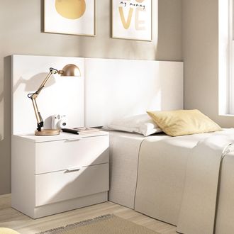 Dmora Cabezal De Cama Lead, Mesita Incluida, Individual, Estructura Marr&oacute;n, 34x141 Cm Blanco