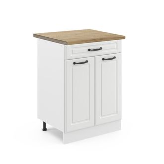 Vicco Mueble Bajo De Cocina R-line, Blanco Casa De Campo, 60 Cm Con Caj&oacute;n, Et Roble