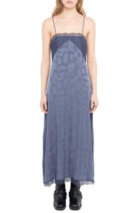 Zadig&Voltaire Ridar Paisley Jacquard Silk Satin Slipdress in Storm at Nordstrom, Size X-Small