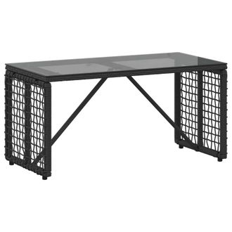 vidaXL Mesa De Exterior Negro 80 X 40 X 40 Cm Rattan Pe Y Cristal Vidaxl