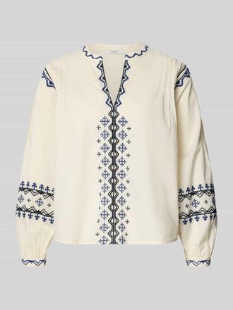 Pepe Jeans London Cropped Tunika aus reiner Baumwolle Modell BERNIS in Offwhite, Gr&ouml;&szlig;e XL