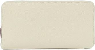 Herm&egrave;s White Epsom Leather Silk Long Wallet (Bi-Fold) (Pre-Owned)