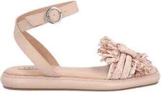 Liu Jo Torchon Flat Raffia Sandalen - Dames - Sandalen - Roze - 37 EU - Leer - Schoenen
