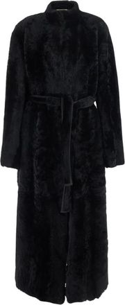 Nour Hammour Grace Belted Coat - Dames - Jas met riem - Zwart - L - Wol - Jassen