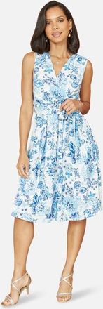 Yumi Floral Wrap Over Skater Dress in Blue at Nordstrom, Size 12