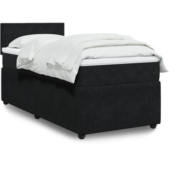 vidaXL Cama Box Spring Con Colch&oacute;n Terciopelo Negro 100x200 Cm Vidaxl