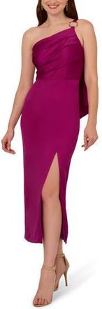 Adrianna Papell Pleat One-Shoulder Crepe Cocktail Dress in Wild Magenta at Nordstrom Rack, Size 10