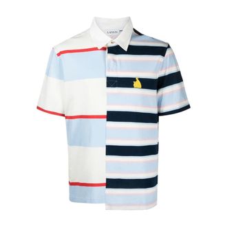 Lanvin Polo Shirts, male, White, S, Patchwork Logo Polo Shirt