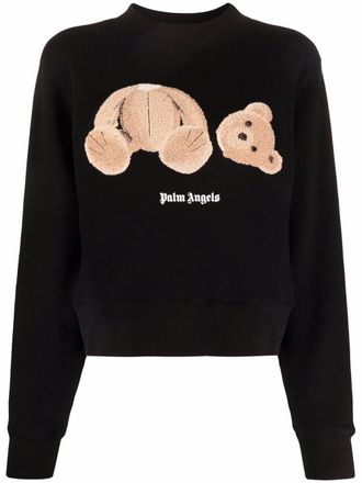 Palm Angels Palm Angels Bear-motif cropped sweatshirt - Black