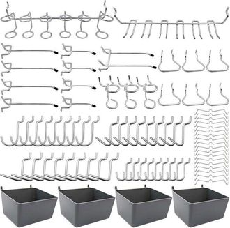 OEM Soporte Para Herramientas Con Ganchos Para Paneles Perforados - 80 Piezas - Hierro Niquelado Resistente A La Corrosi&oacute;n - Para Paneles De 3 Y 6 Mm