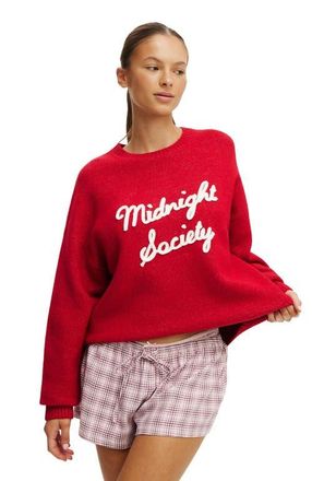 Cotton On Womens Oversized Knit Sweater in Glowberry Midnight Society at Nordstrom, Size Xx-Small
