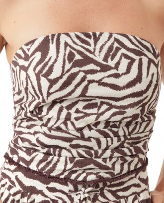 Habitual Scarf Strapless Top In Modern Zebra