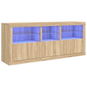 Berkfield Home Sideboard with LED Lights Sonoma Oak 162x37x67 cm in Tan | Size: 162 x 37 x 67 cm