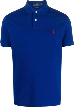 Polo Ralph Lauren Logo-geborduurd katoenen poloshirt - Heren - Polos - Blauw - S - Katoen - Tops