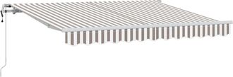 vidaXL Toldo Retr&aacute;ctil Gris Claro Y Blanco. 4 X 3 M Tela Y Aluminio Vidaxl