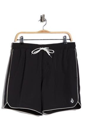 Volcom Piping Swim Trunks in Black/White at Nordstrom Rack, Size Xx-Large