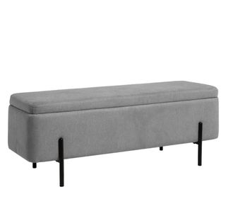 Koketto Home Banqueta ba&uacute;l tapizada con almacenamiento en gris y patas negras