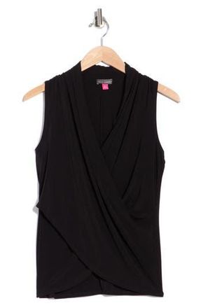 Vince Camuto Crossover Faux Wrap Tank in Rich Black at Nordstrom Rack, Size X-Large