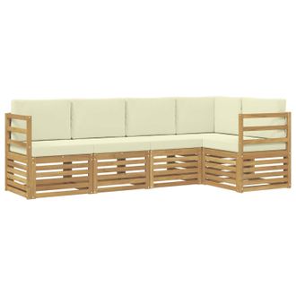 vidaXL Conjunto De Sof&aacute; Seccional Con Coj&iacute;n 5 Pcs Blanco Y Crema Vidaxl