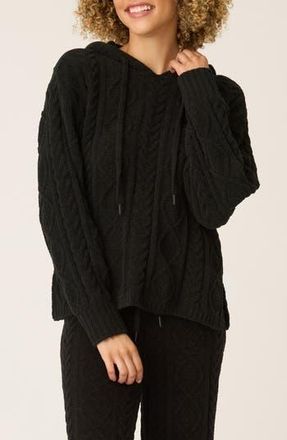 PJ Salvage Cozy Cable Knit Chenille Hoodie in Black at Nordstrom Rack, Size X-Large