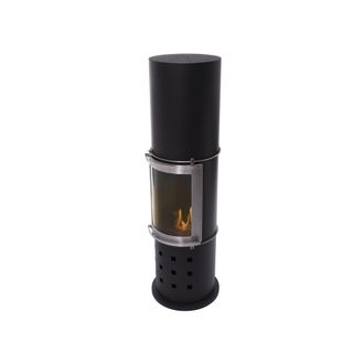 Purline Purline - Estufa De Etanol En Acero Negro Con Puerta Corredera De Cristal Templado