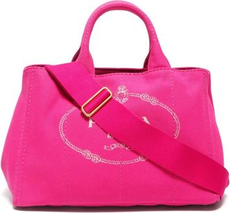 Prada Borsa tote Canapa Logo 2010-2020 - Rosa