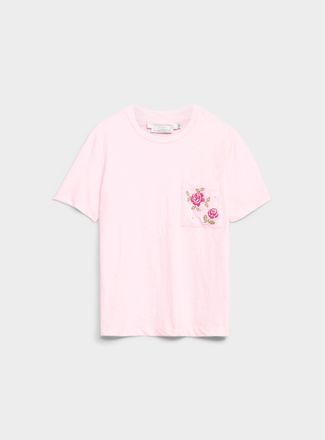 Contemporaine Womens Embroidered pocket 100% organic cotton slub T-shirt